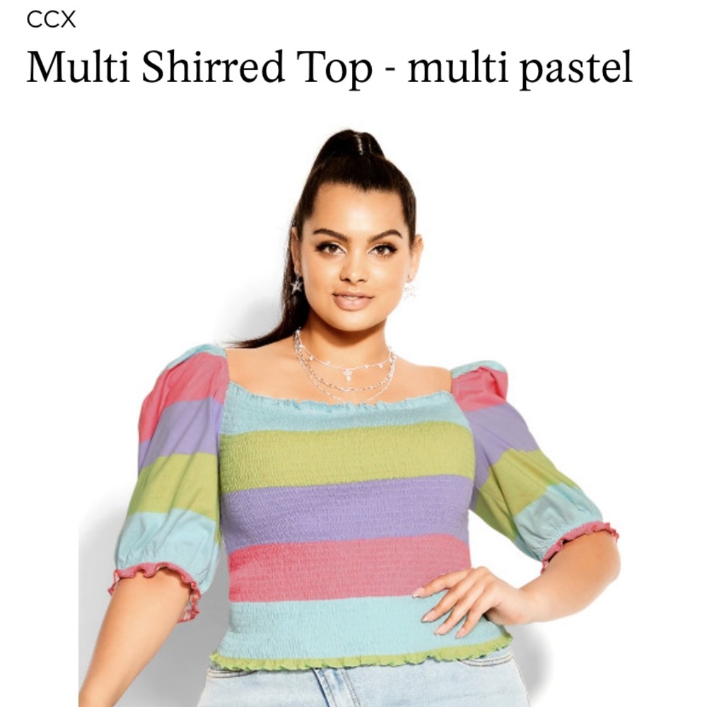 City Chic new with tags size small/16. Pretty top in summery rich pastels.